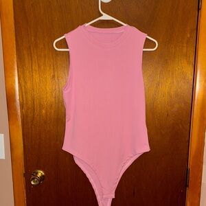 SHEIN Pink Bodysuit with Sleeveless Design and Classic Fit